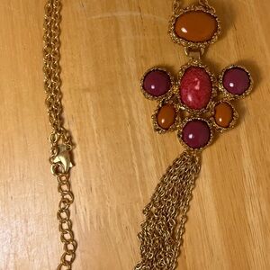 Chico’s Gold Toned Stone Cabochon 42 Inch Necklace